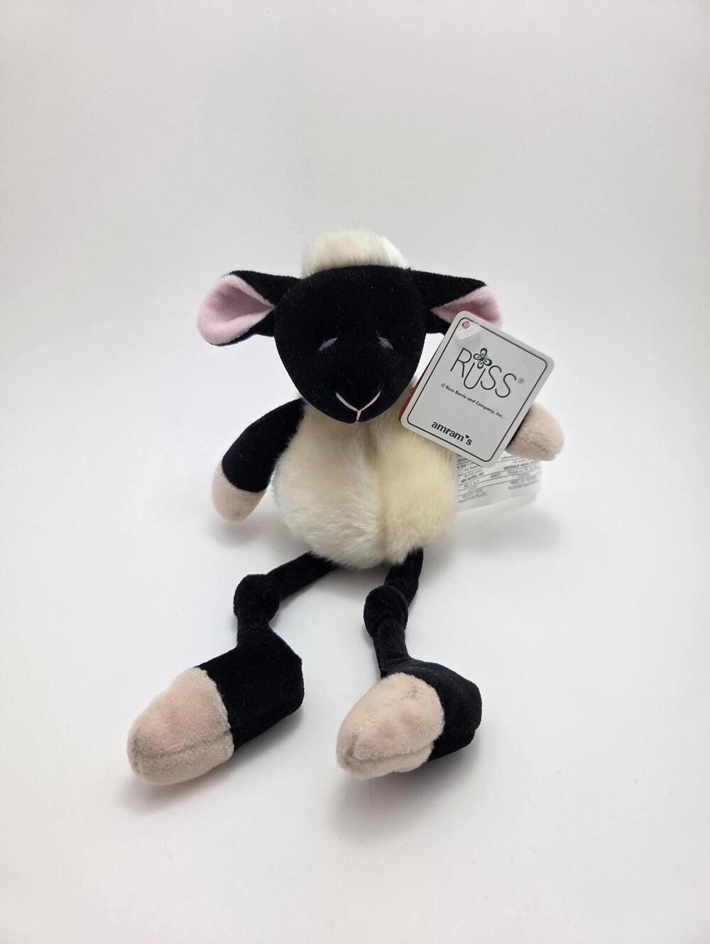 Russ Black Cream Lamb Sheep Knotted Long Legs Plush (10 inch)